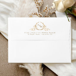  Elegant Monogram, White (or Other) Wedding Envelope