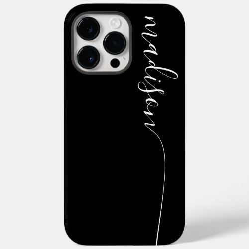 Elegant Monogram White Script Black  Case_Mate iPhone 14 Pro Max Case
