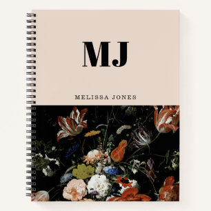 Elegant Monogram Wildflower Personalized Name Notebook
