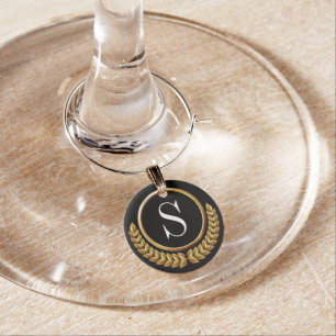 Elegant Monogram Wine Charm Drink Marker