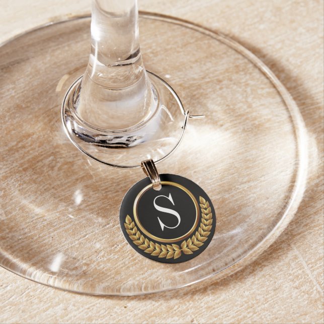 Elegant Monogram Wine Charm Drink Marker (In Situ)