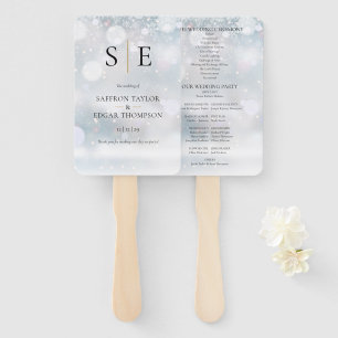 Elegant Monogram Winter Wedding Program Hand Fan