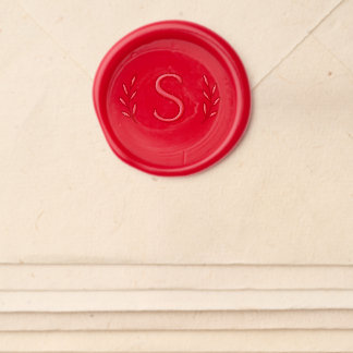 Elegant Monogram with Laurel Leaves Wax Seal Sticker