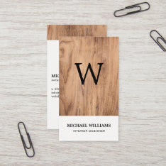 Elegant Monogram Wood Professional Business Card at Zazzle