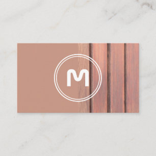 Elegant monogram wood two tone brown carpenter bus business card