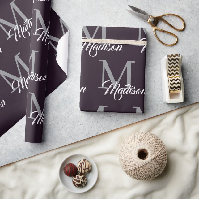 Elegant Monogram Wrapping Paper – Personalized (Crafts)