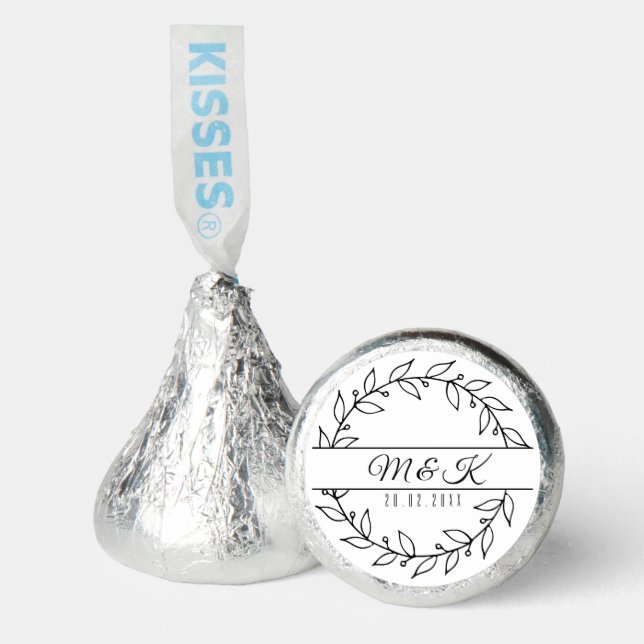 Elegant Monogram Wreath Personalized Wedding Hershey®'s Kisses® (Front)