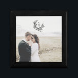 Elegant Monogram Wreath Wedding Couple Photo Gift Box<br><div class="desc">Perfect as a wedding or anniversary gift,  this elegant crest design features a classy vertical monogram framed with a beautiful botanical wreath. Celebrate your marriage with stylish photo jewelry box you will treasure for years to come!</div>
