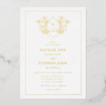 Elegant Monogram Wreath Wedding Gold Foil Invitation<br><div class="desc">Elegant Monogram Wreath Wedding Gold Foil Invitation</div>