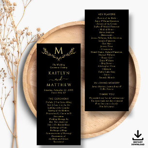 Elegant Monogram Wreath Wedding Program