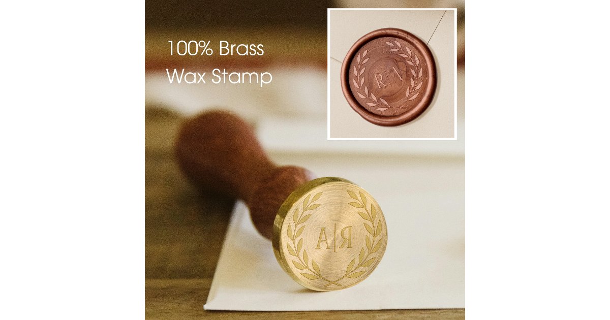 Elegant Monogram Wreath Wedding Wax Seal Stamp | Zazzle