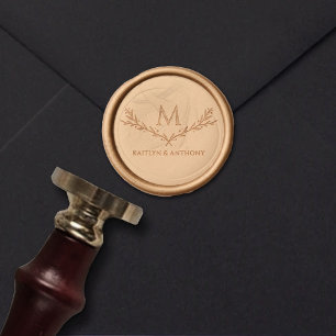 Elegant Monogram Wreath Wedding Wax Seal Stamp