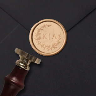 Elegant Monogram Wreath Wedding Wax Seal Stamp