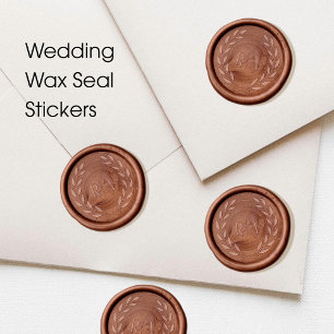 Elegant Monogram Wreath Wedding Wax Seal Sticker