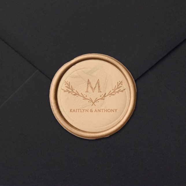 Elegant Monogram Wreath Wedding Wax Seal Sticker (Creator Uploaded)