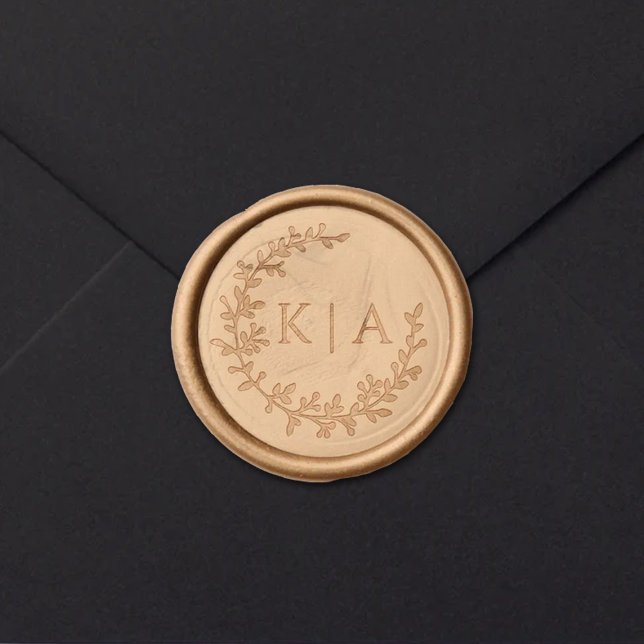 Elegant Monogram Wreath Wedding Wax Seal Sticker (Creator Uploaded)