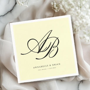 Elegant Monogram Yellow Wedding Napkins