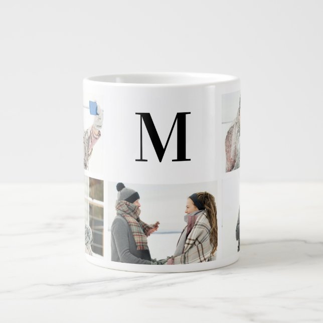 Elegant Monogramed and 5 Photo Personalized Mug  (Front)