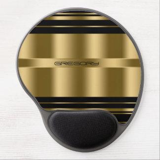 Elegant Monogramed Black And Gold Stripes 2 Gel Mouse Pad