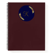 Elegant Monogramed Cherry-Colored Notebook