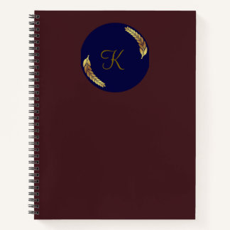 Elegant Monogramed Cherry-Colored Notebook