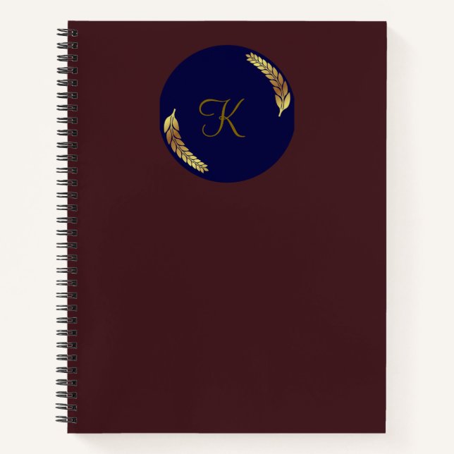 Elegant Monogramed Cherry-Colored Notebook (Front)