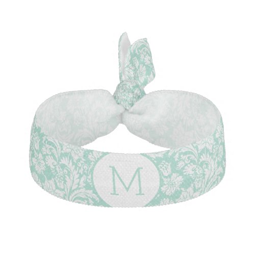 Elegant Monogramed Mint_Green  White Damasks 2 Elastic Hair Tie