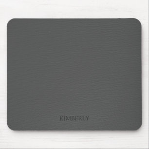 Elegant Monogramed Vintage Gray Faux Leather Mouse Pad