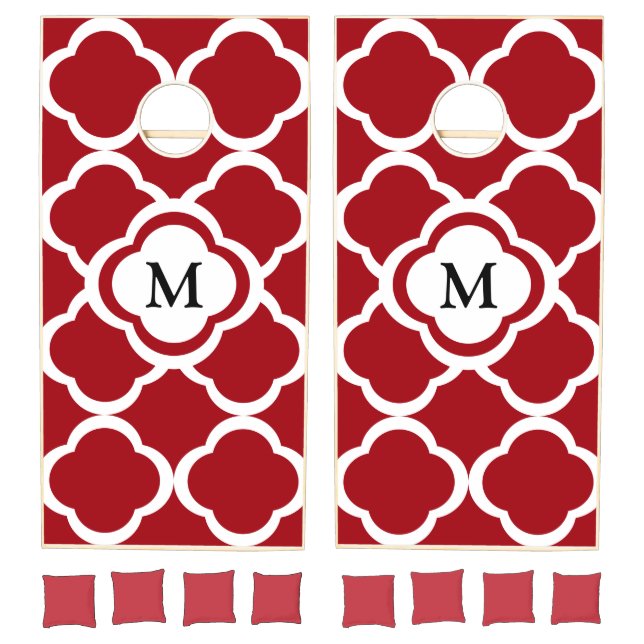 Elegant Monogramm Burgundy Pattern Cornhole Set (Set)