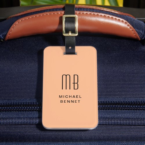 Elegant Monogramm Peach Luggage Tag