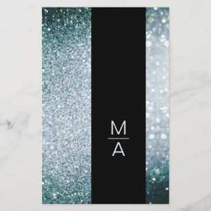 Elegant Monogramm Silber Blau Flyer