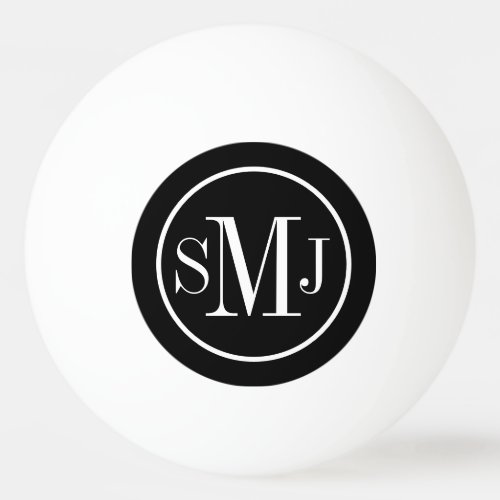 Elegant Monogrammed Black and White Ping Pong Ball