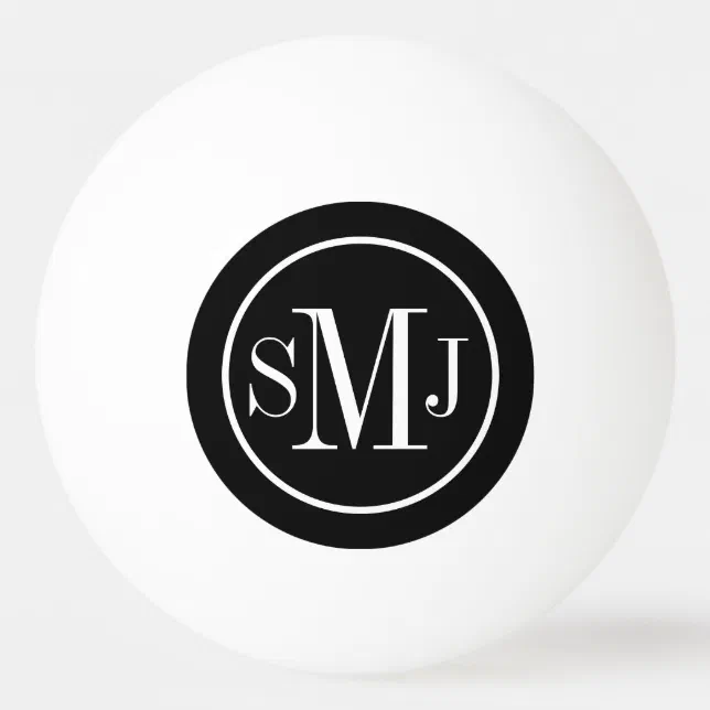 Ping Micro Monogram Elegant Monogrammed Black and White Ping Pong Ball | Zazzle