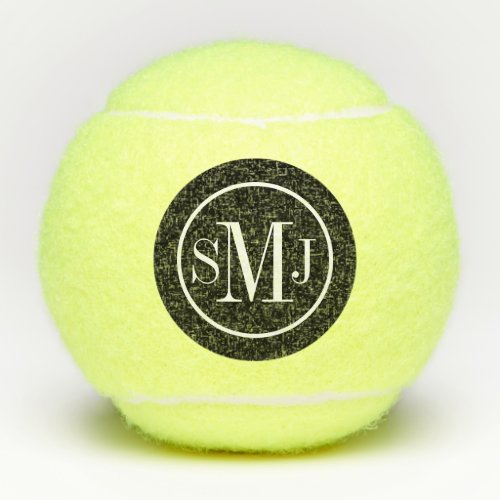 Elegant Monogrammed Black and White Tennis Balls