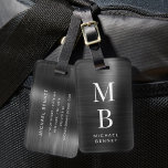 Elegant Monogrammed Black Brushed Metallic Luggage Tag<br><div class="desc">Elegant Monogrammed Black Brushed Metallic Luggage Tag</div>