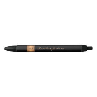 Elegant monogrammed black gold name script classy pen