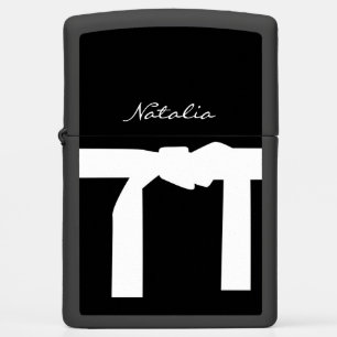 Elegant Monogrammed Black/White Sash Zippo Lighter