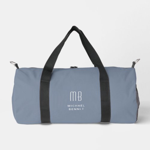 Elegant Monogrammed Blue Duffle Bag