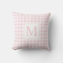 Elegant Monogrammed Blush Pink Medium Gingham