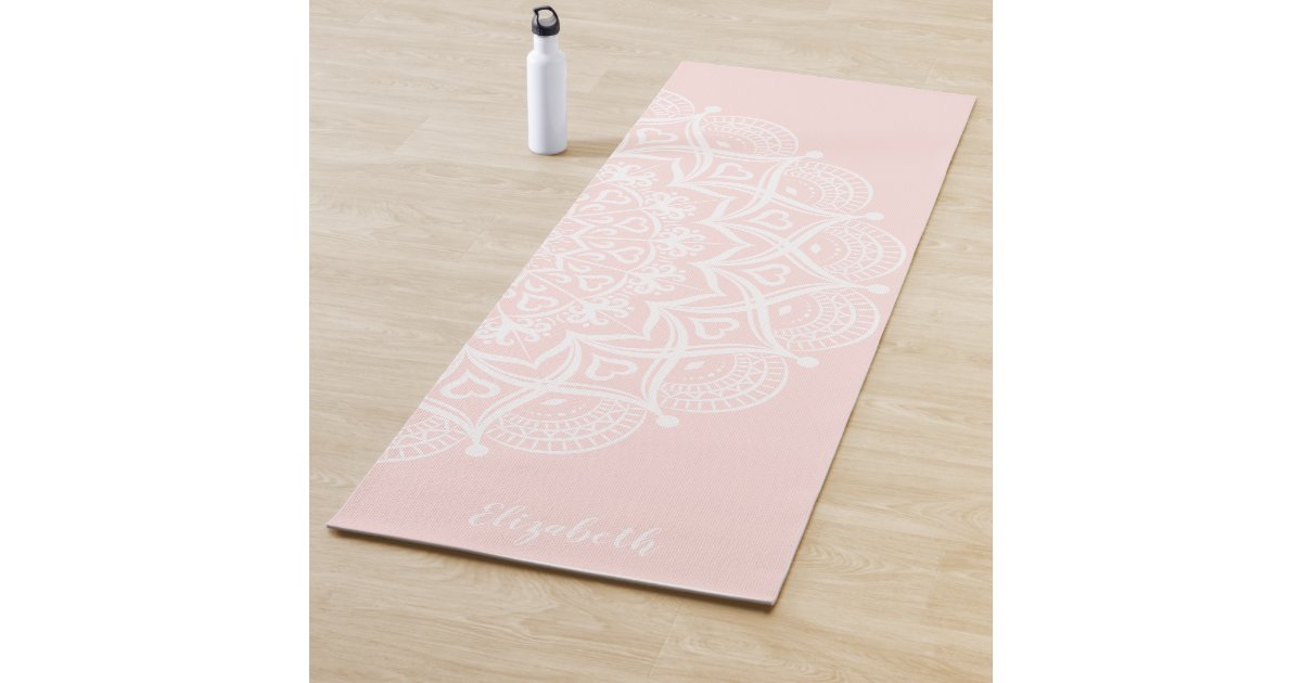 Elegant Monogrammed Boho Mandala Blush Pink Yoga Mat Zazzle