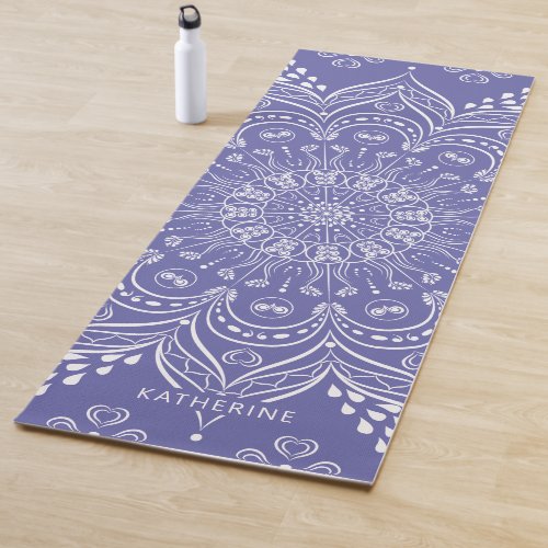 Elegant Monogrammed Boho Violet Purple Mandala Yoga Mat