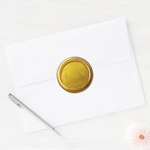 Elegant Monogrammed Bright Gold Wax Seal Wedding 