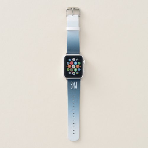Elegant Monogrammed Christmas Winter Blue Ombre Apple Watch Band