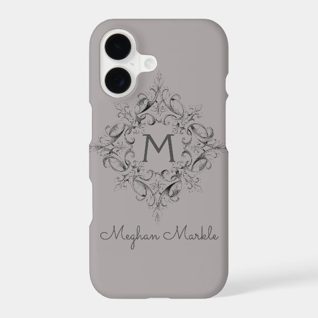 Elegant Monogrammed classic gray Case-Mate iPhone Case (Back)