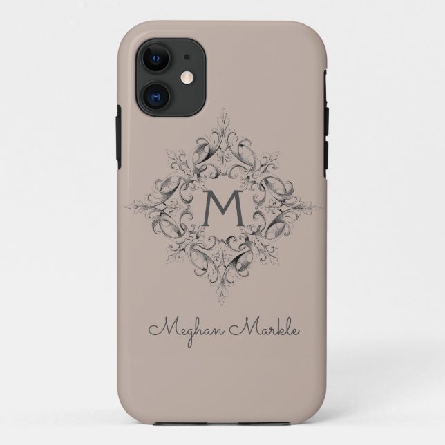 Elegant Monogrammed classic neutral sand Case-Mate Case-Mate iPhone Case (Back)