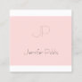 Elegant Monogrammed Clean Plain Trendy Blush Pink Square Business Card