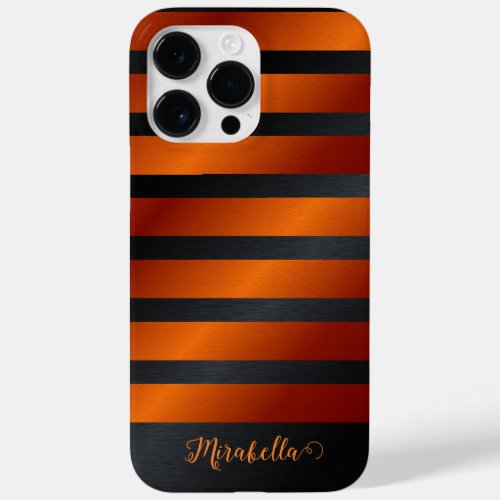 Elegant Monogrammed Colorblock Black and Orange Case_Mate iPhone 14 Pro Max Case