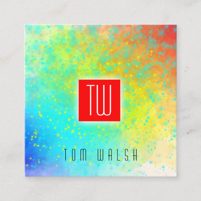 Elegant Monogrammed Colorful Card (Front)