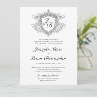 Elegant Monogrammed Crest Invitation