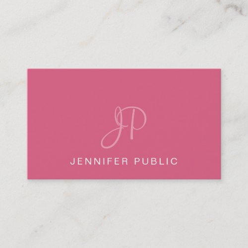 Elegant Monogrammed Design Trendy Blush Pink Plain Business Card